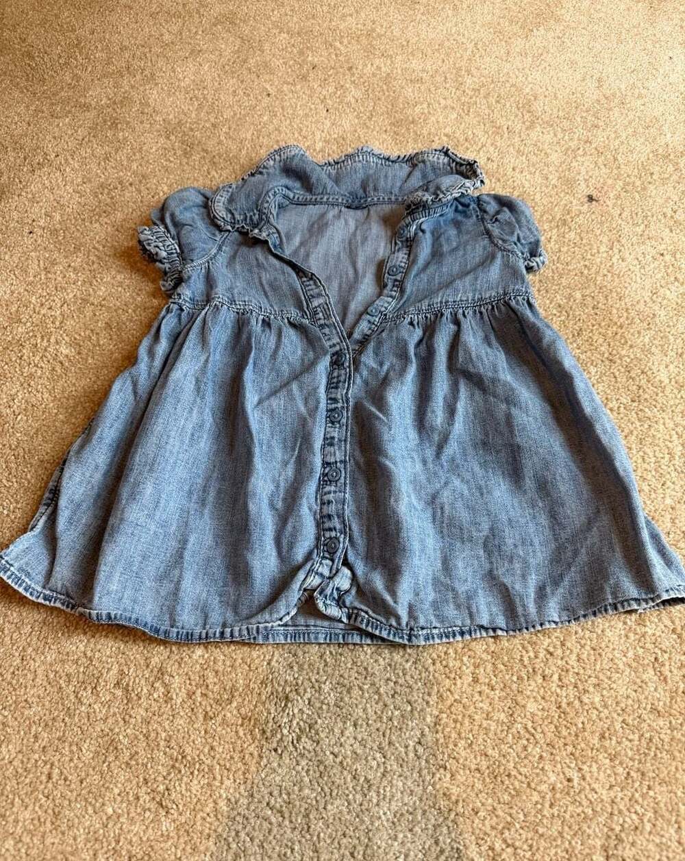 Okie Dokie Toddler Denim Dress Size 2T Blue Button-Up Ruffle